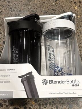 Blender bottle leakproof Sport 2-Pack Shaker Bottles - Black & Clear 28 oz